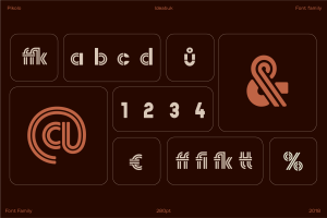 Pikolo font family showing different type characters