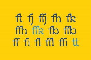 Meraki contemporary Display typeface ligatures
