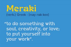 Meraki contemporary Display typeface to do something with soul or love