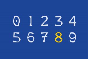 Meraki contemporary Display typeface numbers