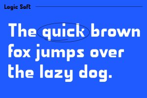 Logic geometric display Soft typeface displaying The quick brown fox pangram.