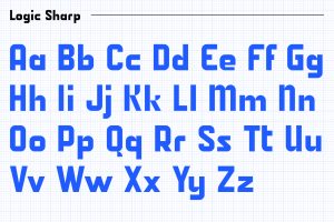 Logic geometric display Sharp typeface showing the alphabet