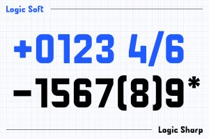 Logic geometric display Sharp and Soft typefaces showing numbers